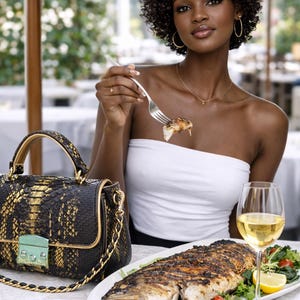 Hobo Bag  Snakeskin Leather Handbag