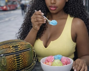 snakeskin handbag  real leather cross shoulder woman purse bag