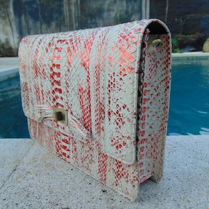 Handgemachte echte Python Schlangenhaut Leder Katzentasche - Einzigartige Luxushandtasche & Geldbörse