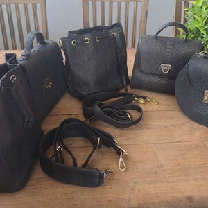 Black Python Snakeskin bags  5 pcs. : Real Leather