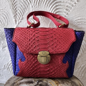 Handgefertigte echte Python Schlangenleder Einkaufstasche Handtasche echte Schlangenhaut Tasche echt Leder Schlangenleder Geldbörse Kreuz Schulter Schlangenleder Geldbörse