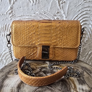 Handgefertigte echte Python Schlangenleder Einkaufstasche Handtasche echte Schlangenhaut Tasche echt Leder Schlangenleder Geldbörse Kreuz Schulter Schlangenleder Geldbörse