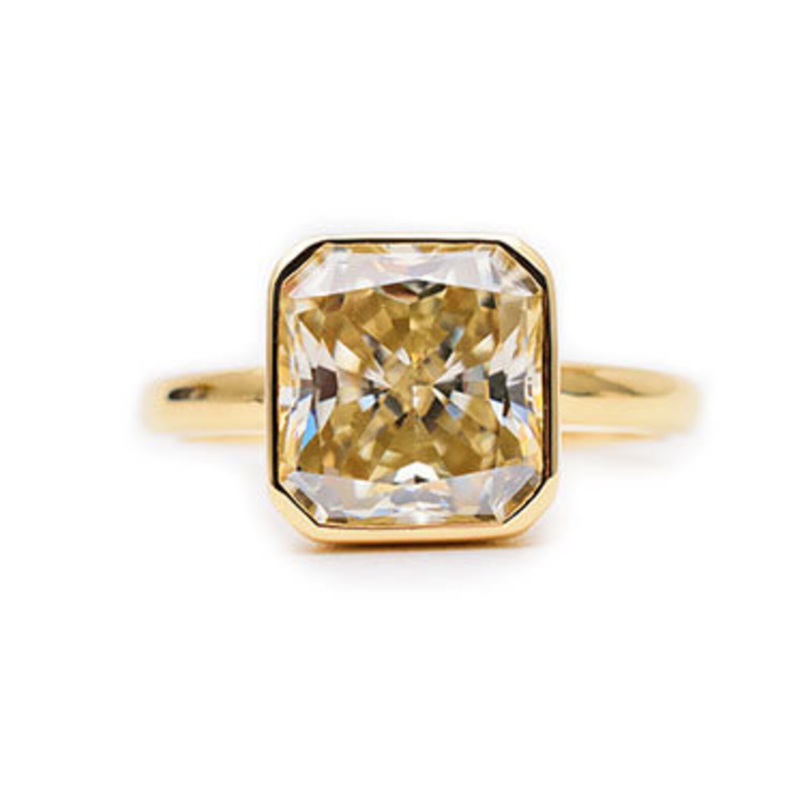 5.00 Carat Champagne Moissanite Engagement Ring 14K Octagon Etsy