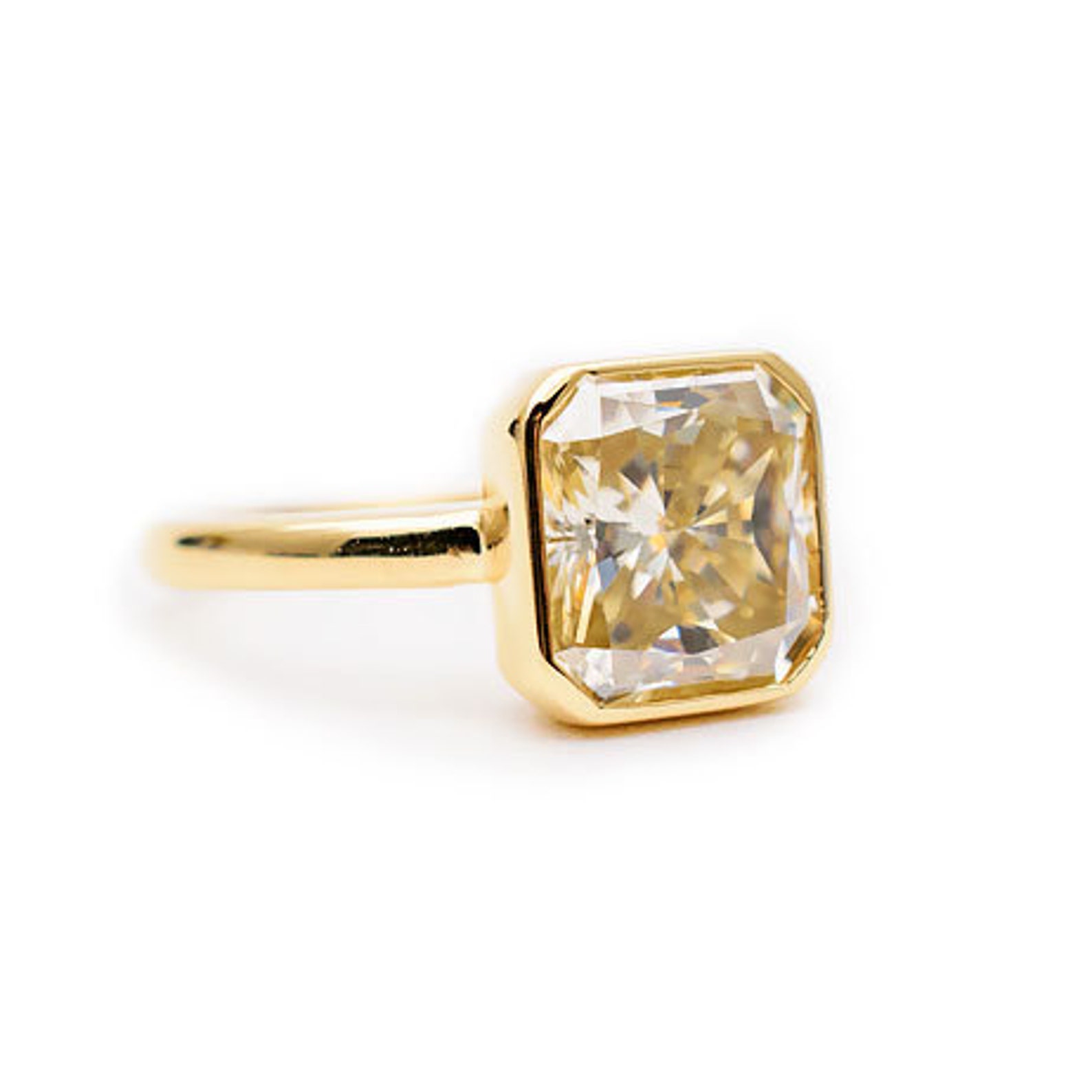 5.00 Carat Champagne Moissanite Engagement Ring 14K Octagon Etsy