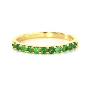 Natural Emerald Eternity Band 9K Gold Emerald Round Wedding Ceremony Band 11 Stone Wedding Band, Minimalist Emerald Classic Valentine Gifted