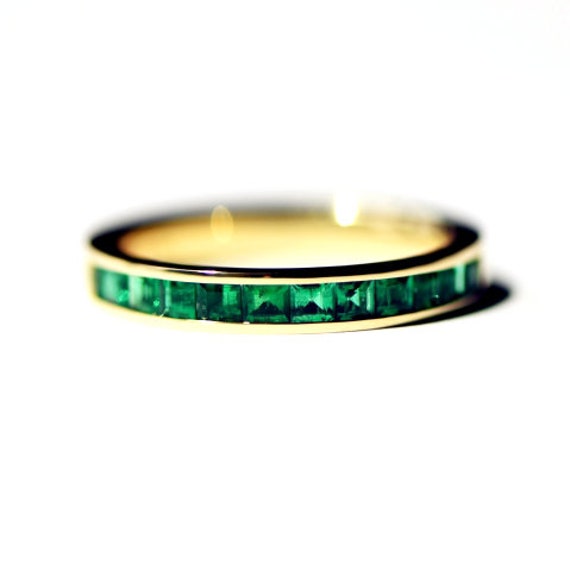 14k White Gold Channel Set Genuine Emerald Anniversary Wedding Band 14k White Gold Channel Set Genuine Emerald Anniversary Wedding Band