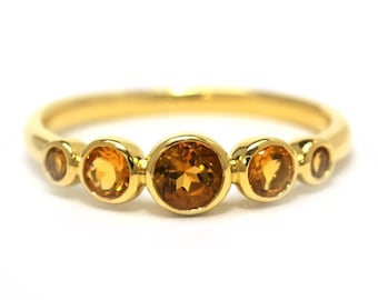 Madeira Citrine Classic Band Ring 925 Silver Graduated Citrine Valentine Gifted Band Bezel Setting Citirine Eternity Women Wedding Gift Ring