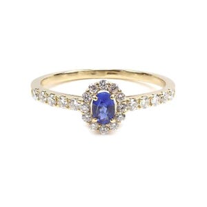 AAA Tansanit Halo Verlobungsring Minimalistischer Stil Tansanit Oval Valentinstag Vorschlag Ring Klassischer Tansanit Täglich getragen Frauen zierlicher 9K Ring