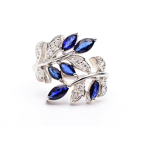 ラボブルーサファイアリング リーフ マーキス フローラル