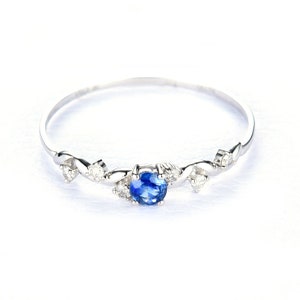 AAA Tanzanite Solitaire Engagement Ring 14K White Gold Tanzanite Wedding Promise Ring December Birthstone Cz Accent Anniversary Gift for her