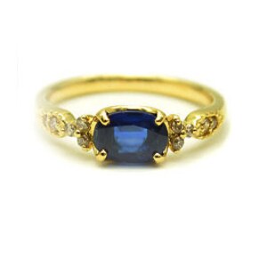 Lab Blue Sapphire Vintage Engagement Ring 14K Gold Art Deco Sapphire Wedding Proposal Ring Women Dainty Anniversary Gift Oval Sapphire Ring.
