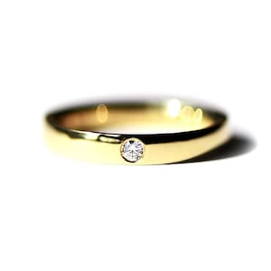 Flush Setting 3.00mm Diamond Solitaire Wedding Band 14K Gold Diamond Engagement Ring Unisex Style Diamond Band Men&#39;s Gifted Diamond 14K Band