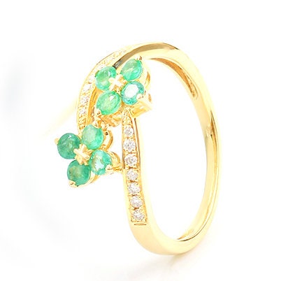 Zambian Emerald Floral Cluster Engagement Ring 14K Gold - Etsy