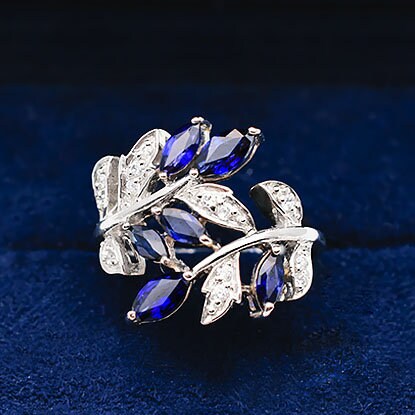 ラボブルーサファイアリング リーフ マーキス フローラル