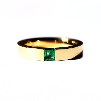 Natural Zambian Emerald Classic Wedding Band 14K Gold Princess | Etsy