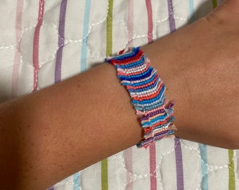 Upcycled Eco-Friendly Pastel Rug Rag Bracelet