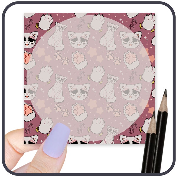 Snoozy Kitties Memo Pad Plum - 3x3 Memo Pads, 30 Sheet Memo Pad, Kitty Memo Pads, Kawaii Memo Pads, Kitty Writing Pad