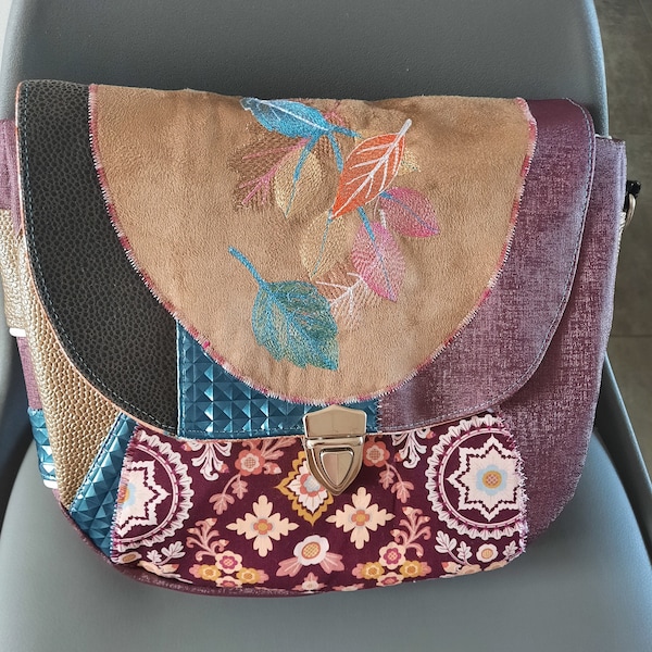 sac à main femme bandoulière, en simili cuir bordeaux