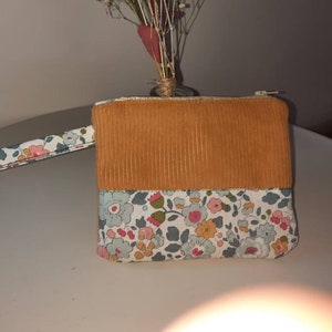 petite pochette en liberty et velours, porte monnaie, idée cadeau