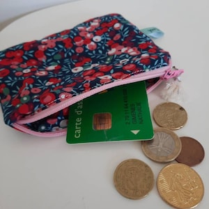 porte monnaie, pochette liberty, petite pochette zippée, accessoire de sac, idée cadeau