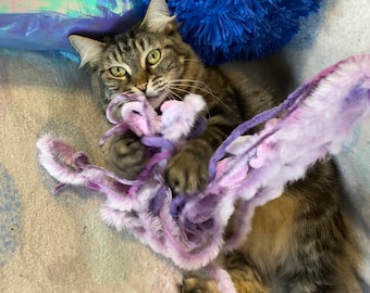Jellyfish Tentacles Cat Teaser Wand Cat Toy with Personalized Name Tag.