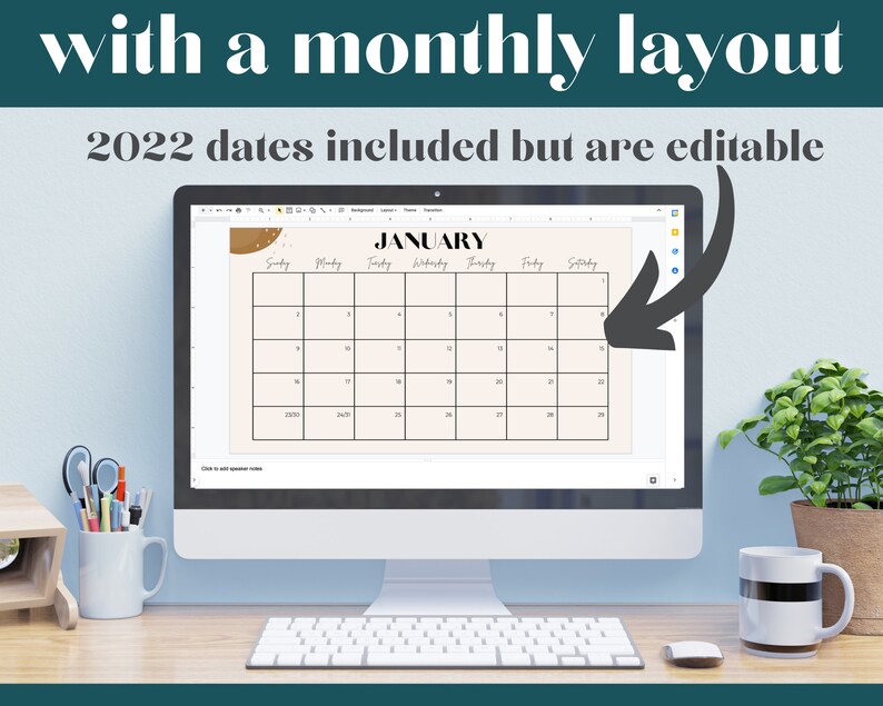 Boho Google Planner, Google Slides Planner, Digital Planner 2022