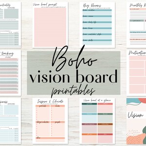 Boho Vision Board Printables for Goal Setting, Habit Tracking and ...