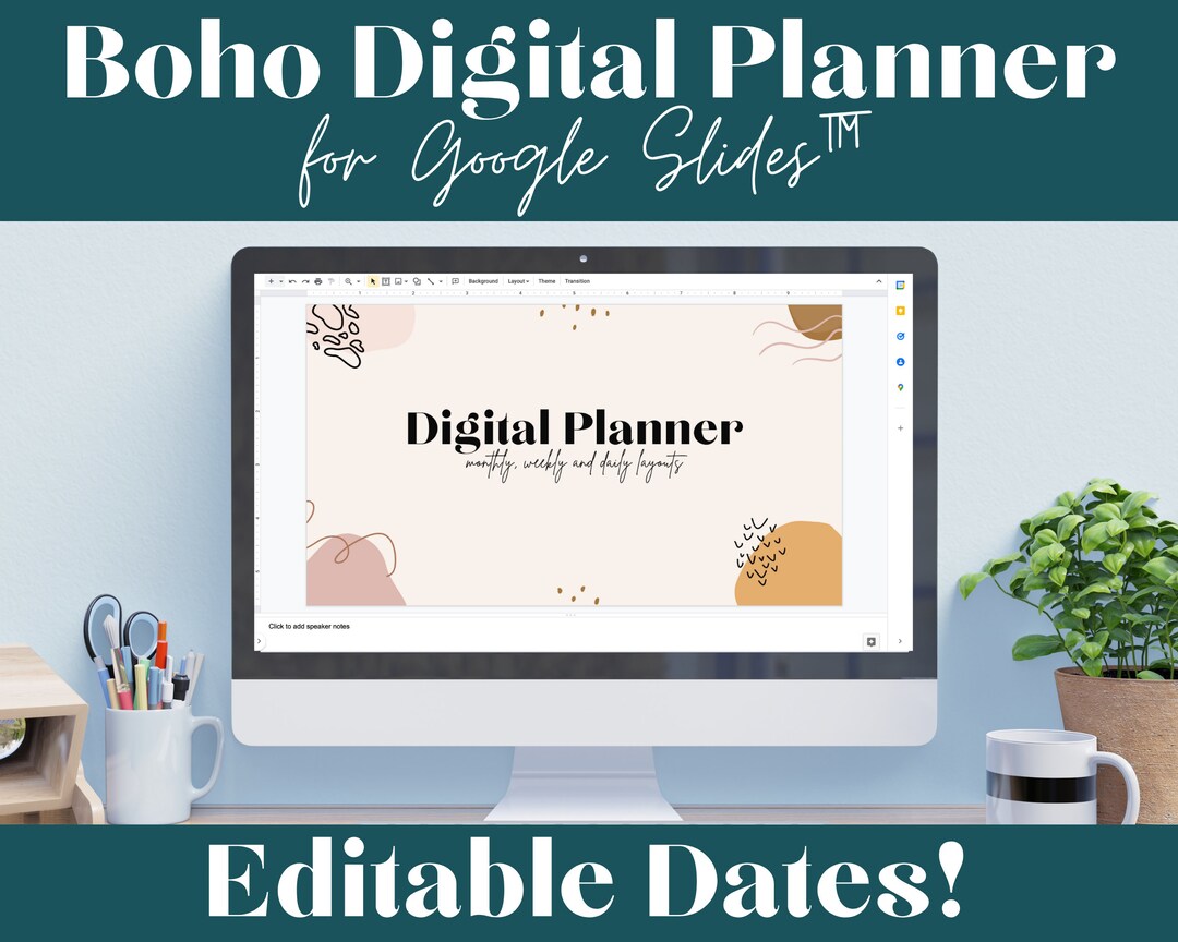 Boho Google Planner, Google Slides Planner, Digital Planner 2022