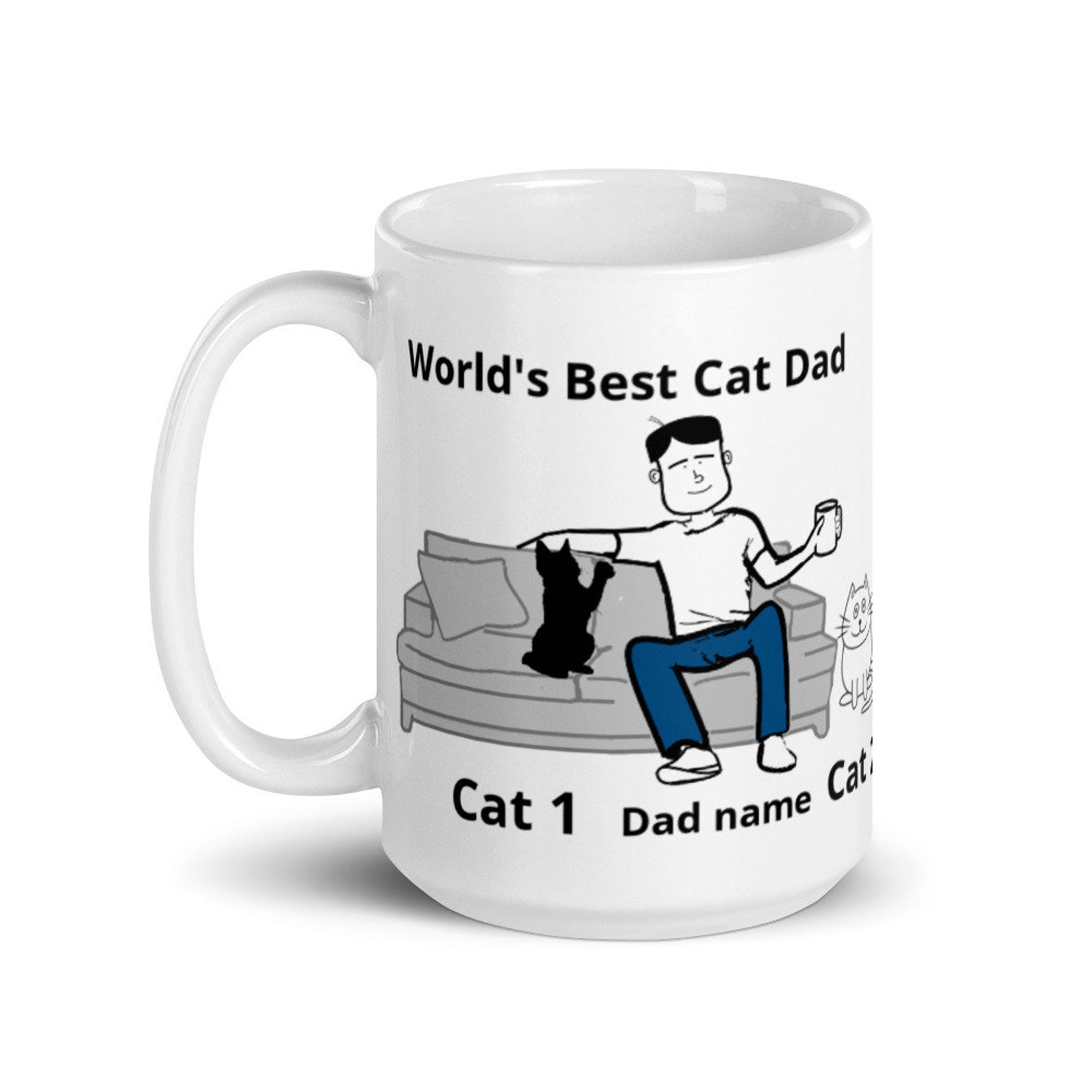 CUSTOM Cat Dad Gift Cat Dad Coffee Mug Personalized Cat Etsy