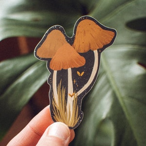 Night Mushrooms Sticker, Firefly Sticker, Mushroom Lover Gift, Nature Lover Sticker, Funghi Sticker,  Mushie Art, Waterproof Vinyl Sticker