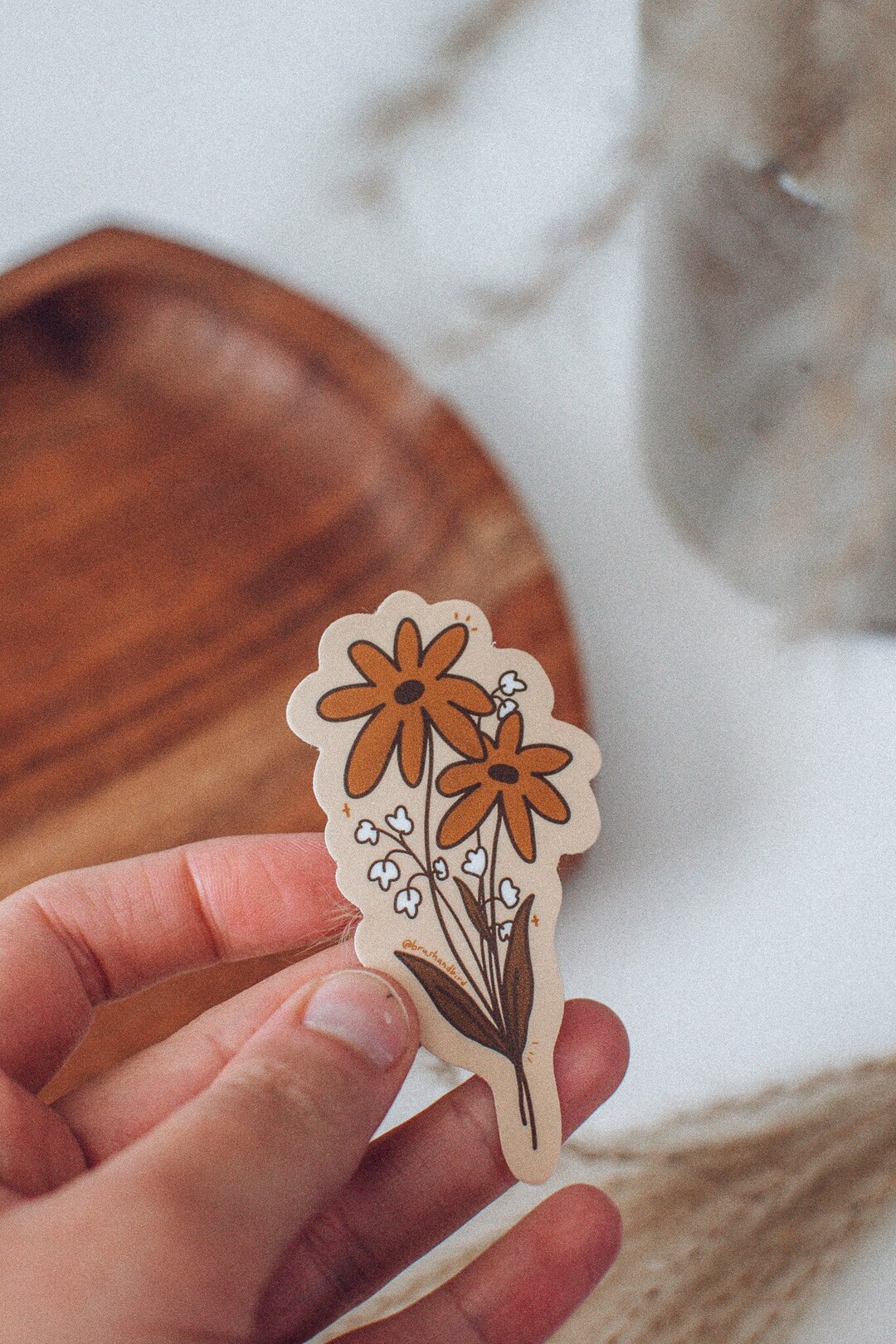 Boho Flower Sticker Retro Flower, Vinyl Sticker Decal, Nature Sticker, Flower Art, Flower