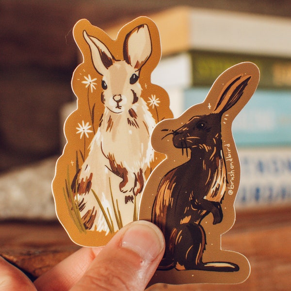 Matching Bunny Stickers, Nature Lover Sticker, Rabbit and Hare Sticker, Canadian Wildlife Art, Wildlife Sticker, Matching Animal Stickers