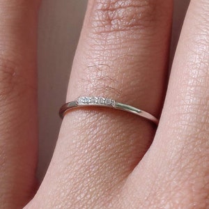 Sterling Silver Dainty Tiny CZ Ring, Silver Ring, Stackable Ring, Silver Band, CZ Band, Minimalist Ring