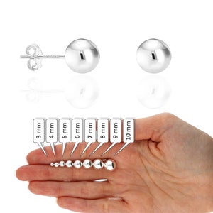 925 Sterling Silver Ball Studs. 2mm, 3mm, 4mm, 5mm, 6mm, 7mm, 8mm, 9 mm, 10mm Stud Earrings. Simple Studs. Classic Ball Earrings. Minimalist