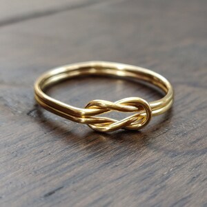 14k Gold Filled Infinity Stacking Ring, Double Love Knot Ring, Gold Minimalist Stacking Ring, Knuckle Midi Ring, Thin Band Dainty Ring