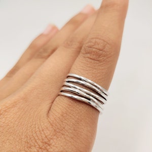 Silver Wrap Ring, thumb ring, five-row ring, Boho Ring, 925 Sterling Silver Ring, Unisex ring, Statement Ring, silver  ring