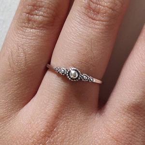 Sterling Silver Bali Style Ring, Boho Ring, Dainty Ring, Stackable Ring, Silver Ring, Minimalist Ring, Bali Ring, Beads Ring