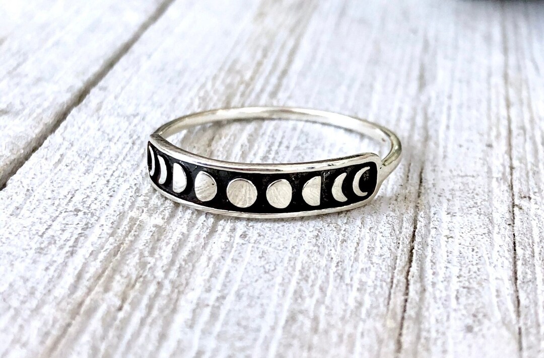 Silver Moon Rings Sterling Silver Moon Phase Ring, Moon Phase Jewelry, Minimalist Ring ...