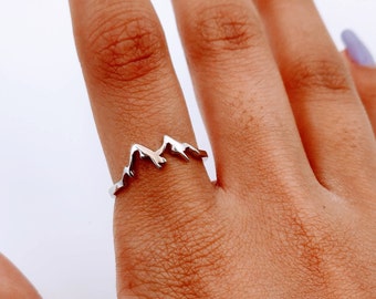 Sterling Silver Dainty Mountain Ring, Silver Ring, Hiking Ring, Dainty Ring, Minimalism Ring, Mountain ring, Nature Ring