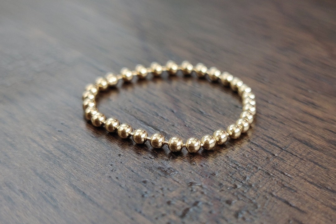 14k Gold Filled Beaded Ring, Gold Ball Chain Ring, Gold Ring, Stacking