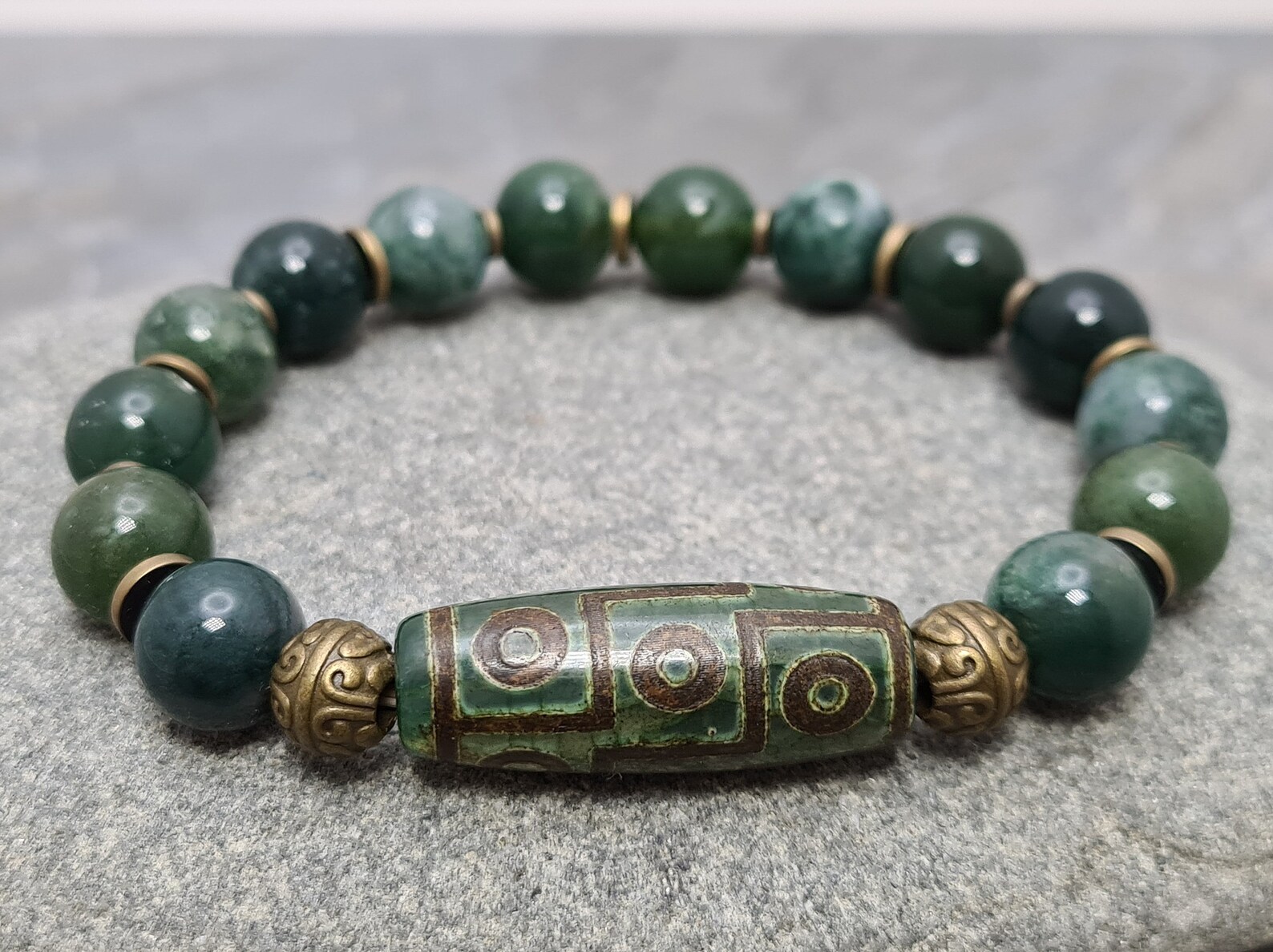 Bracelet with Dzi bead 9 eyes Tibetan talisman of wealth and | Etsy