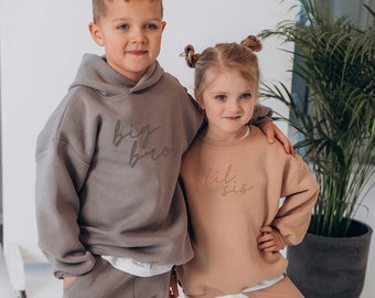 Pull surdimensionné à col rond BIG BRO | correspondant | famille | Frère et soeur