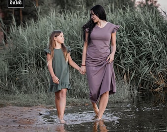 Vestidos de verano a juego para madre e hija: Vestido de punto sin mangas para mujeres y niñas