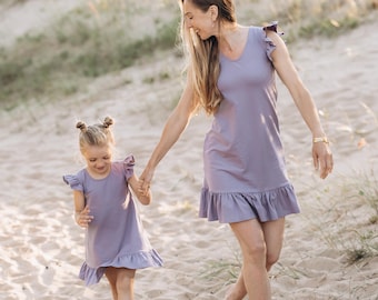 Robes à volants Mommy & Me assorties - Tenue d'été en coton européen