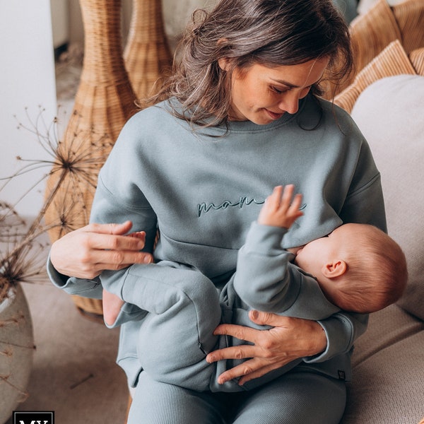 Stillender übergroßer Rundhalspullover MAMA