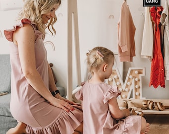 Robes à volants assorties - Tenue d'été en coton doux pour maman et moi
