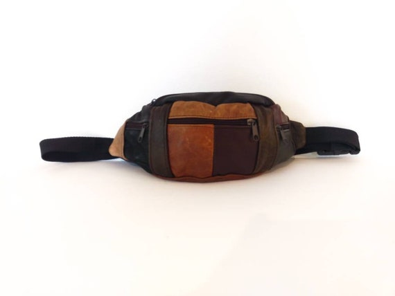 Leather Fanny Pack, Patchwork Leather Fanny Pack,