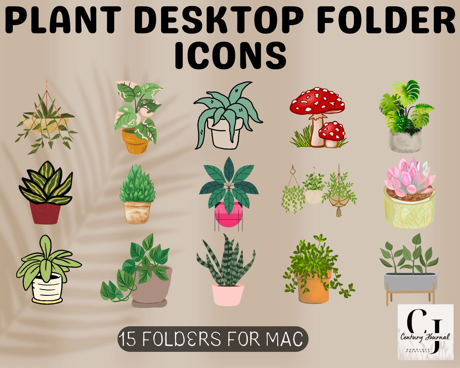 Botanical Plant Folder Icons, Mac Desktop Icons (instant Download) - Etsy
