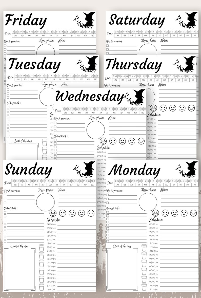 Daily Witch Planner Witchy Printable Pages Printable Witch - Etsy