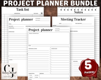Projektplaner Bundle, Aufgaben Tracker & Meeting Tracker (Digitaler Download)